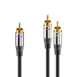 Sonero Premium 7.50 m RCA Cable, 1x RCA to 2x RCA Audio Y Cable, Subwoofer, HiFi System, Amplifier, Black
