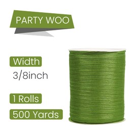 3/8 Inch Grass Green Organza Ribbon for Gift Wrapping, 500 Yards Craft Sheer Chiffon Ribbon for Wedding, Gift Wrapping, Holiday Decoration, Bow Making, Wreath, DIY Crafts