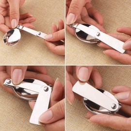 LUFOX 3Pcs Foldable Muti-function Stainless Steel Spork,Camping Traveller Sporks，Flatware Cutlery Spoon Fork with Carrying Case