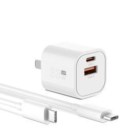 GOLDNEXT 33W PD Rapid Charger, 2 Ports, Type-C Fast Charger, Gallium Nitride, PSE Standards Compliant, PD3.0, QC3.0, PPS Standard, Type C, USB-A & USB-C (Android/iOS), Tablet, Smartphone (White)