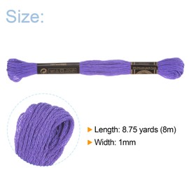 sourcing map 12 Strands 8 Metres Egyptian Cotton Long Fiber Embroidery Thread for Embroidery Projects Bracelets Purple