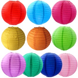 GLOBAL BOX Paper Lanterns, Decoration, Festivals, Decorations, Summer Festivals, Events, Parties, Set of 10 (25 cm)