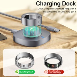 Compatible with Oura Ring Gen 4 Charger - Size 12 - Charging Dock and USB-C Cable Replacement Accessories (NOT Compatible for Oura Ring 3)