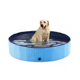 Foldable Dog Pool – No-Inflation Pet Bath Tub for Medium Dogs, Portable PVC Pet Swimming Pool 32 x 8 inch (M)