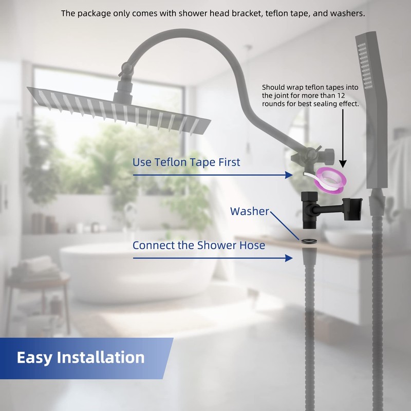 Hibbent All Metal Shower Head Holder, Adjustable Solid Brass Showerhead