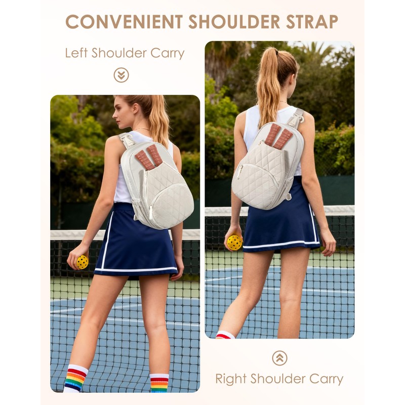 Prokva Pickleball Bag for Women, Quilted Crossbody Pickleball Paddle Bag
