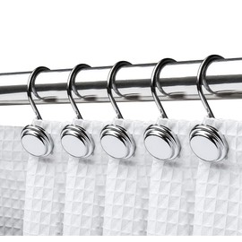 Utopia Alley Shower Rings Hooks, Shower Curtain Rings Hooks for Bathroom, Rust Resistant Shower Curtain Hooks Rings, Set of 12 (Chrome)