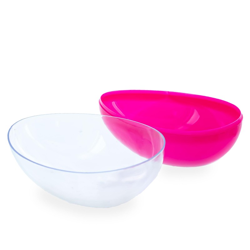 Large Fillable Clear Top Pink Bottom Plastic Easter Egg 5.1