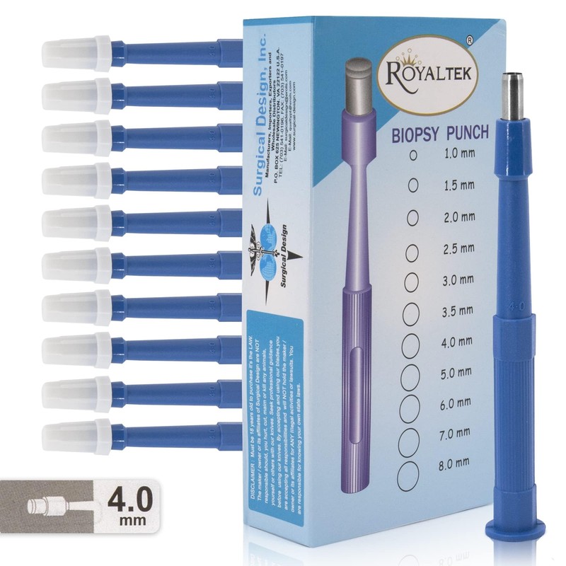 Scientific Labwares Disposable Punch Biopsy with Protective Cap, 4.0mm, Sterile,