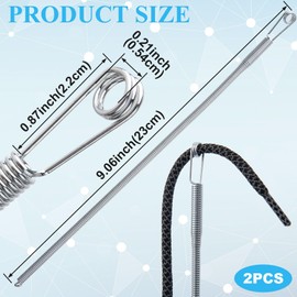 BEIQIYA 2pcs Spring Drawstring Needle Threader, Flexible Rope Threader Tool, Metal Cords Threading Tool Replacement for Hoodie Sweatpant Jacket Clothes Bags- Silver
