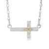 Black Hills Gold Sideways Cross Necklace in Sterling Silver, 12K