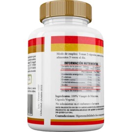 Vinagre De Manzana Premium 100 Caps 500mg Healthy Superfoods Sabor Sin Sabor