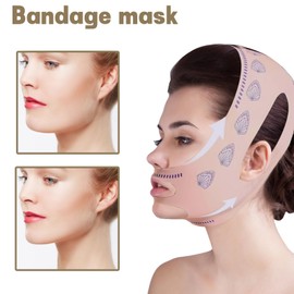 Chin Strap for Sleeping, Double Chin Reducer, 2 Pcs Face Bands, V Line Lifting Mask, Face Contouring Sleeping Anti-Wrinkle Band, Anti-snoring, Keep Mouth Closed During Sleep（Pink）