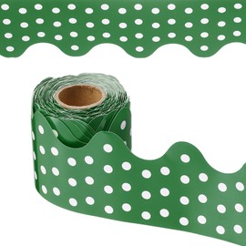 PATIKIL Dots Bulletin Board Border, 33 Feet Poster Chalkboard Cork Decoration Trim Scalloped Borders Wall Decor for Classroom Office Locker, Dark Green