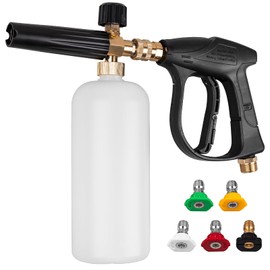 Clatoon Pressure Washer Short Gun, Foam Cannon with 1/4 Inch Quick Connector, Power Washer with 5 Pressure Washer Nozzle Tips, M22-14 mm Inlet Connector