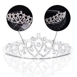 Tiara Crown Headband, Hair Accessory, Headdress, Wedding, Accessory, Pearl, Rhinestone, Bride, Party, Bridal, Silver, Hair Ornament, For Girls, Photography, Parties, Children, Shichi-Go-San, Wedding, Coming-of-Age Ceremony, Birthday Party, Bride, Wedding