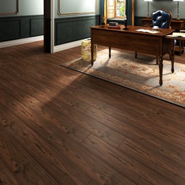 Wallercity Red/Brown Self Adhesive Vinyl Floor Tiles 36''x6'' Peel and Stick Floor Tile for Bathroom Kitchen RV Wood Grain Pattern Vinyl Flooring Tile Removable Waterproof Durable Stick on Tiles 16PCS