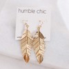 Humble Chic Floating Feathers Dangle Earrings - Long Hanging Metal