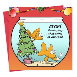 Twizler Merry Christmas Card with Fish Fool - Happy Christmas Card - Xmas Card - Funny Christmas Card - Womens Christmas Card - Mens Christmas Card - Female Christmas Card - Male Christmas Card