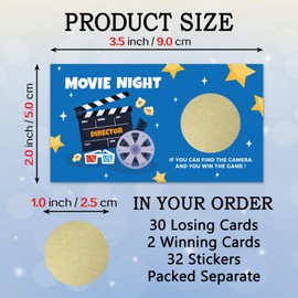 REWIDPARTY 32 Pcs Movie Theme Scratch Off Cards, Movie Night Party Scratch Off Tickets, Lottery Raffle Tickets for Birthday Baby Shower, Funny Birthday Baby Shower Party Cards Supplies Decorations