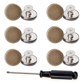 ICEYLI 17mm Replacement Jeans Buttons, 12 Sets Perfect Fit Instant Adjustable Pants Button,No-Sew Nailess Removable Metal Buttons Replacement Repair Combo Thread Rivets and Screwdrivers (style2)