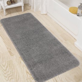 Famibay Bath Mat Non Slip Washable Bathroom Mat Super Absorbent Bath Mats for Bathroom Microfibre Soft Bath Rugs Grey Bathroom Floor Mats