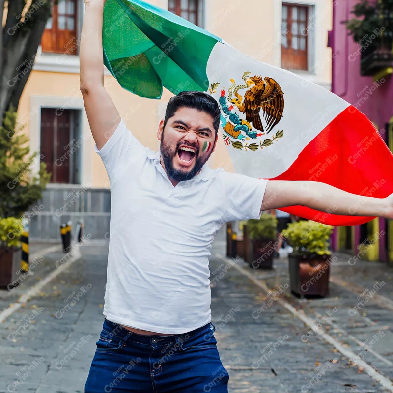Bandera Grupo Carnavallia México Viva México Fiestas Patrias 150x90cm Satinada