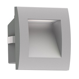 ledscom.de LED Wandeinbauleuchte ZIBAL, Downlight für außen, IP65, grau matt, 90 x 90mm, warmweiß, Einbau, Außenwand, Hauswand, Terrasse, Garten, Balkon, Carport, Treppenlicht, Wand LED