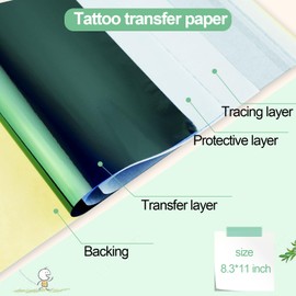BLACKBUDDA Tattoo Transfer Paper, 100 PCS Tattoo Stencil Paper for Tattooing, 4 Layers Stencil Transfer Paper, A4 Size