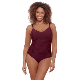 Aqua Green Women's Standard Princess Seam Shirred One Piece, Currant, 2X