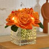 Fule Artificial Silk Rose Flower Centerpiece Arrangement in Glass Vase