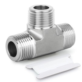 TAISHER 1PCS Forging of 304 Stainless Steel Tee Pipe Fittings, 1/2" BSP Male Pipe Fittings