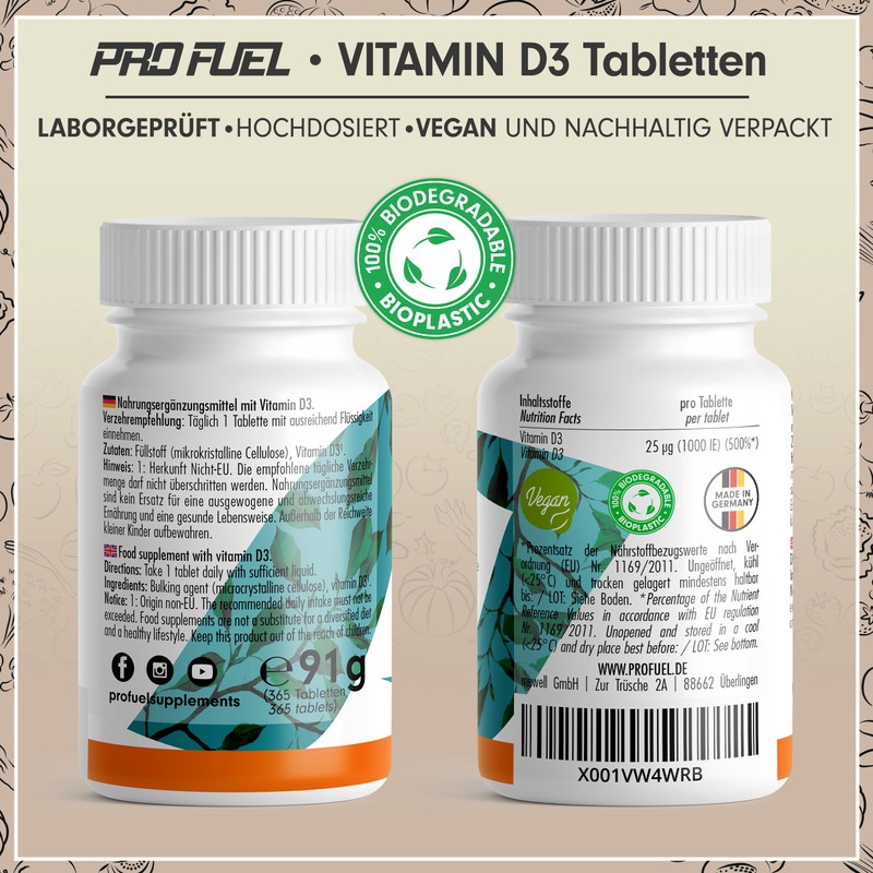 Vitamin D3 Vegan 1000 IU – 1095 Tablets – Vitamin