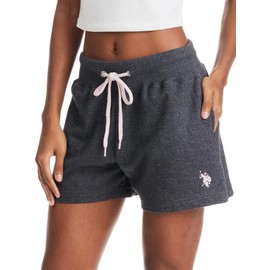 U.S. Polo Assn. Grey SweatShorts for Women - French Terry Poly Cotton Shorts for Women (Dark Charcoal Heather, Large)