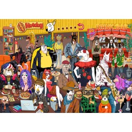 Hipazous 1000 Piece Jigsaw Puzzle for Adults,Family Game,Dog Party Puzzle with Sturdy Blue Cardboard,Perfect Snap 27.6x19.7 Inches