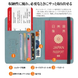 Hueapion Passport Case, Anti-Skimming, Passport Cover, Multi-functional Storage Pocket, Passport, Card Case, Label Wallet, Premium PU Leather, Lightweight, Compact, Stylish, Overseas Travel, Travel