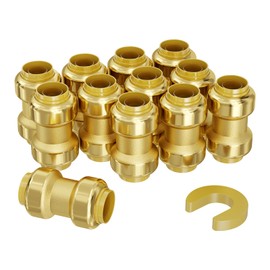VEVOR Brass Pipe Fittings Push-Fit,Straight-Through,3/4" 12PCS