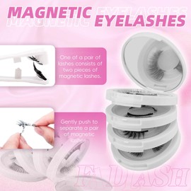 FADLASH Magnetic Eyelashes with Applicator Natural Look Magnetic Lashes Reusable 4 Pairs False Eyelashes Kit Easy to Wear and Remove (604+079+806+B7)