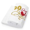 Abc Casa Gift Towel for 70th Birthday with Embroidered Hearts
