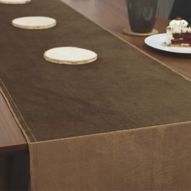 com-four® velvet table runner - decorative decorative fabric - table decoration for every occasion - handicraft accessories - table ribbon 36 x 200 cm (1 piece - brown)