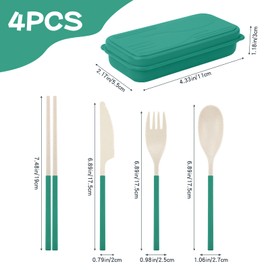 JEPELUS 4PCS Collapsible Utensil Sets for Lunch Box, Reusable Cutlery Set with Case, Travel Utensils Outdoor, Lunch Utensils Set for Work Travel Home School, Portable Utensils Adult
