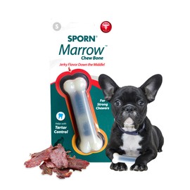 Sporn Marrow Dog Chew Bones for Aggressive Chewers, Jerky Flavor Dog Chew Toys for Small Dogs, Strong Nylon Chew Toy, Gluten-Free & Non-Toxic, Small