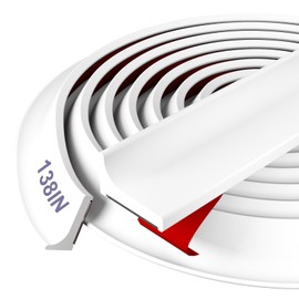 Hzetuu Shower Threshold Water Dam Barrier - 138 Inch, Versatile, Silicone Shower Water Guard Stopper Seal Strip for Bathroom Floor, Bathtub Rim, Kitchen Countertop, White