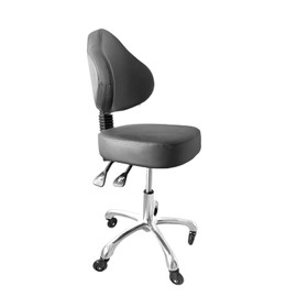 Cadiario Rolling Stool Heavy Duty Super Soft Seat Cushion 360°Swivel Supported Backrest Adjustable Height Upgraded Salon Stool Chair,Tattoo Facial Massage Spa Medical Home Office Black