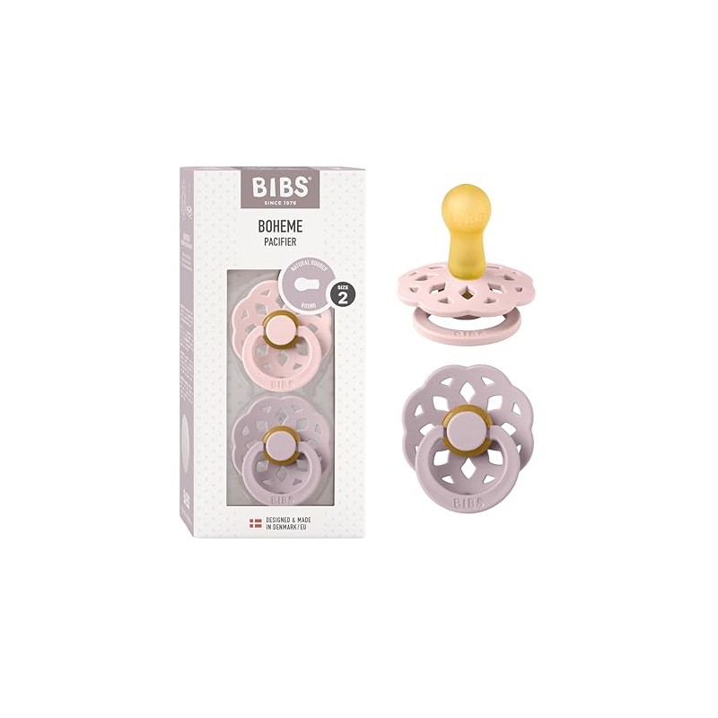 BIBS 5713795241187 PACIFIER, Blossom/Dusky Lilac, 2 piezas