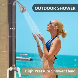 GBBNE Outdoor Shower Kit Fixtures Faucet,Outside Shower with Single Handle for Backyard,Valve Included,Brushed Nickel