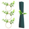 HLIWS 4 Pieces Eucalyptus Leaf Napkin Rings,Handmade eucalyptus leaves Napkin