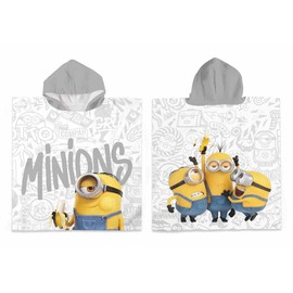 Badeponcho / Badetuch / Poncho Minions mit Kapuze 100% Baumwolle