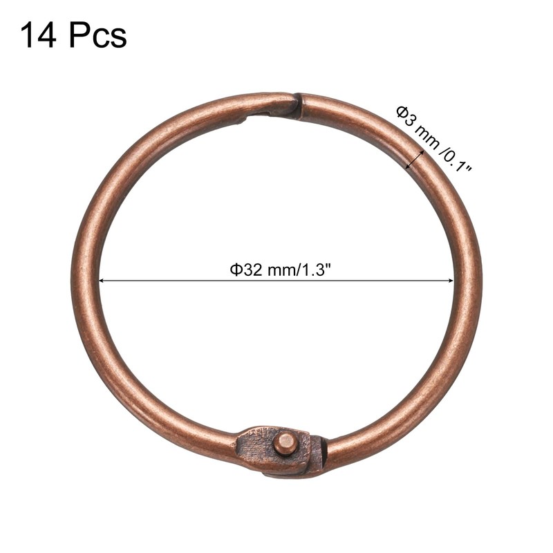 sourcing map 14pcs Shower Curtain Rings, 1.3 Inch ID Metal