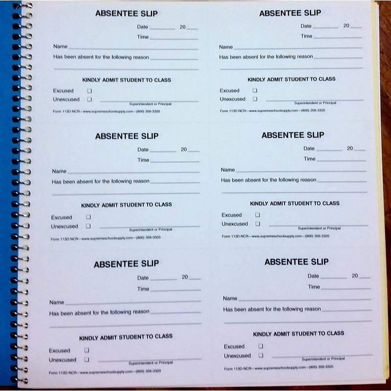 Absentee Slips 113D-NCR
